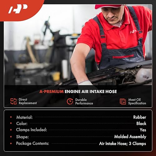 Miniatura 2 de A-Premium Tubo de manguera de admisión de aire del motor [compatible con DOHC, L6 2.5L] Compatible con BMW X3 [Serie E83] 2004-2006, (MAF) al cuerpo