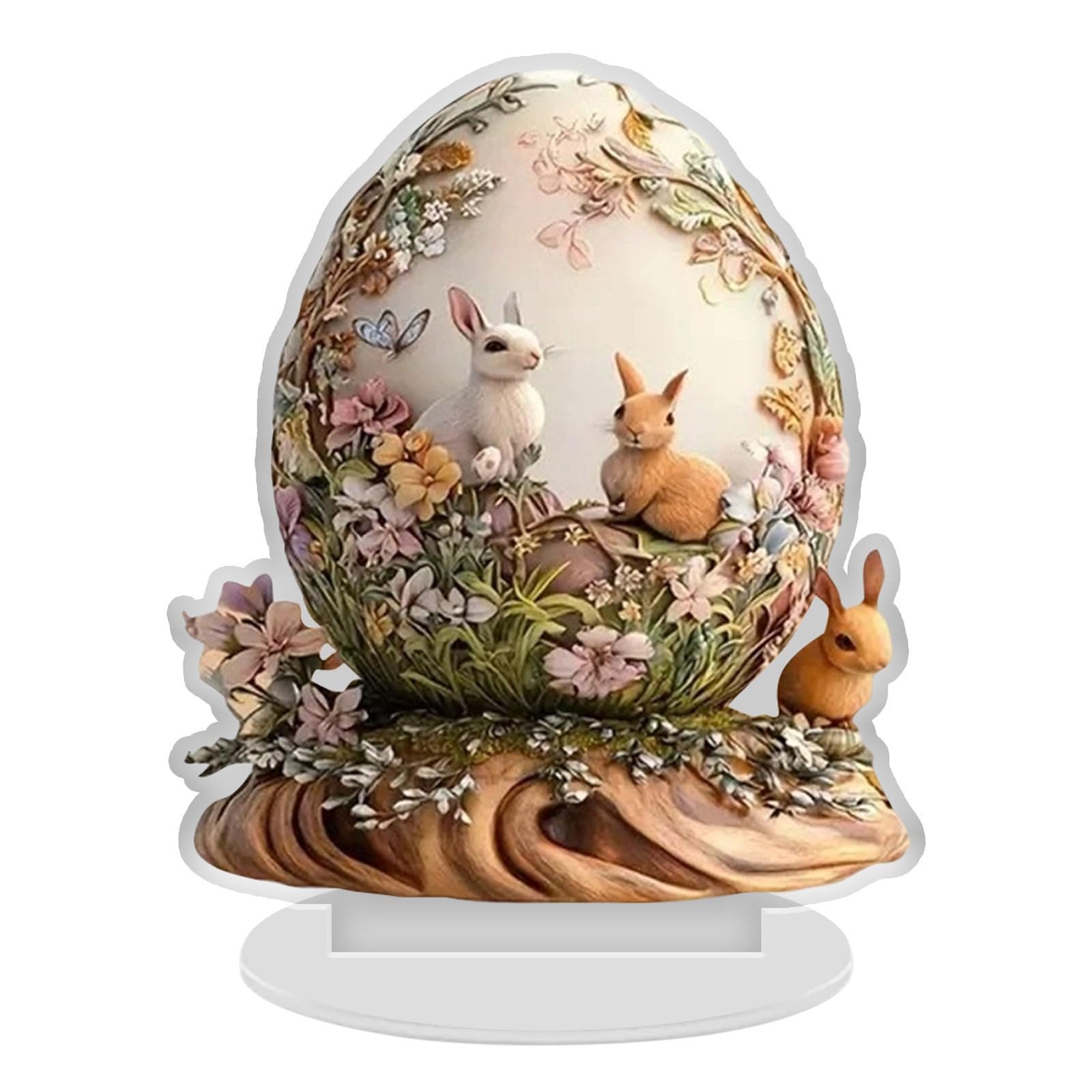 Psdndeww Bunnies Figurines Easters Decoration Table Centerpieces Acrylic Easters Eggs Rabbits Statue Rabbits Sculpture Home Decors Acrylic Figurines