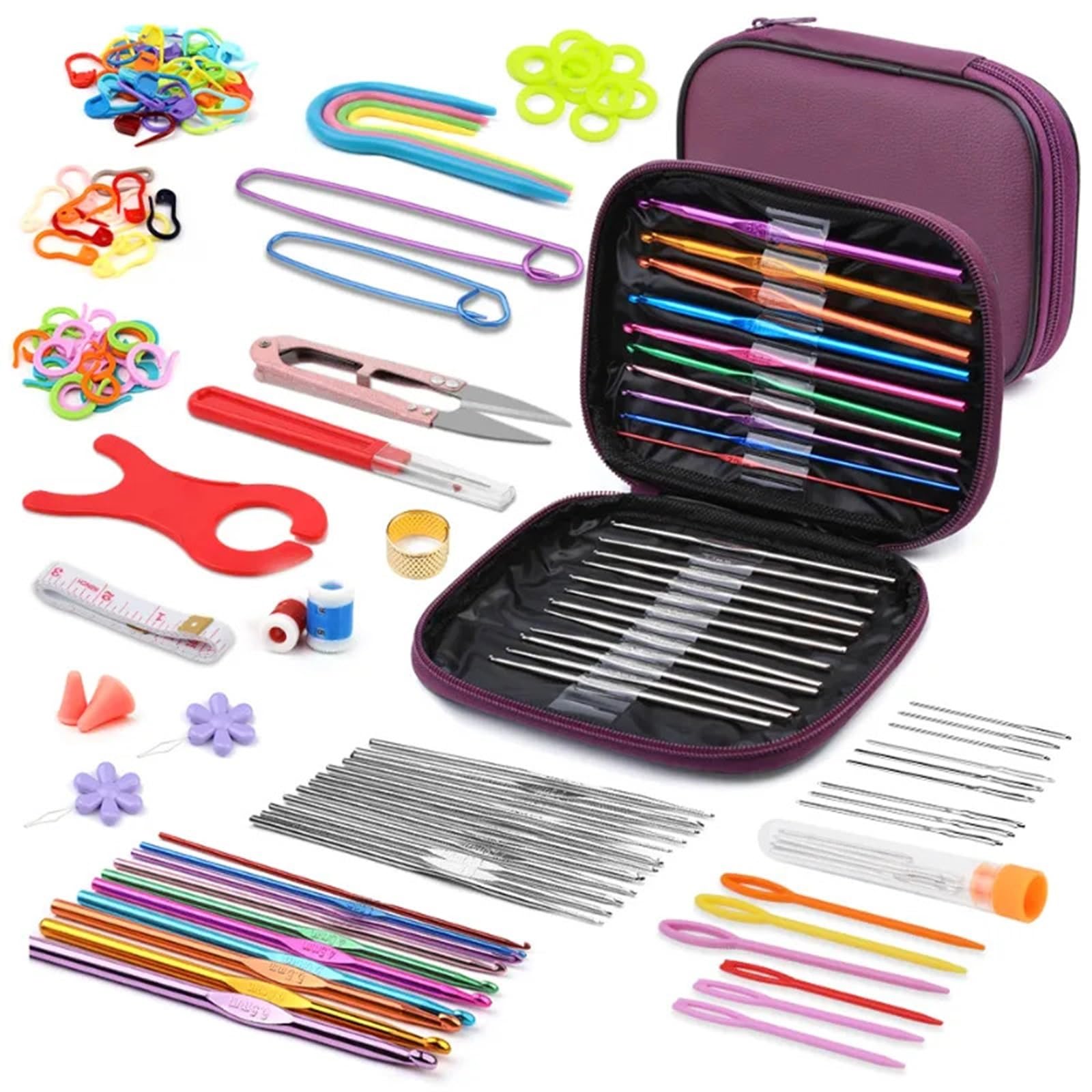 Hooks, Ergonomic Knitting Needles Blunt Stitch Marker DIY with Storage Case