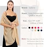 Châles et enveloppements pour robes de soirée pour femmes Ladiery, Élégante écharpe de mariage en mousseline de mousseline