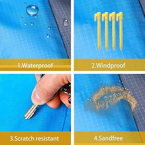 Miniatura 5 de Manta de playa de tamaño grande de 82 x 78 pulgadas, sin arena, impermeable, de secado rápido, para acampar al aire libre, para 3-6 adultos, suave,