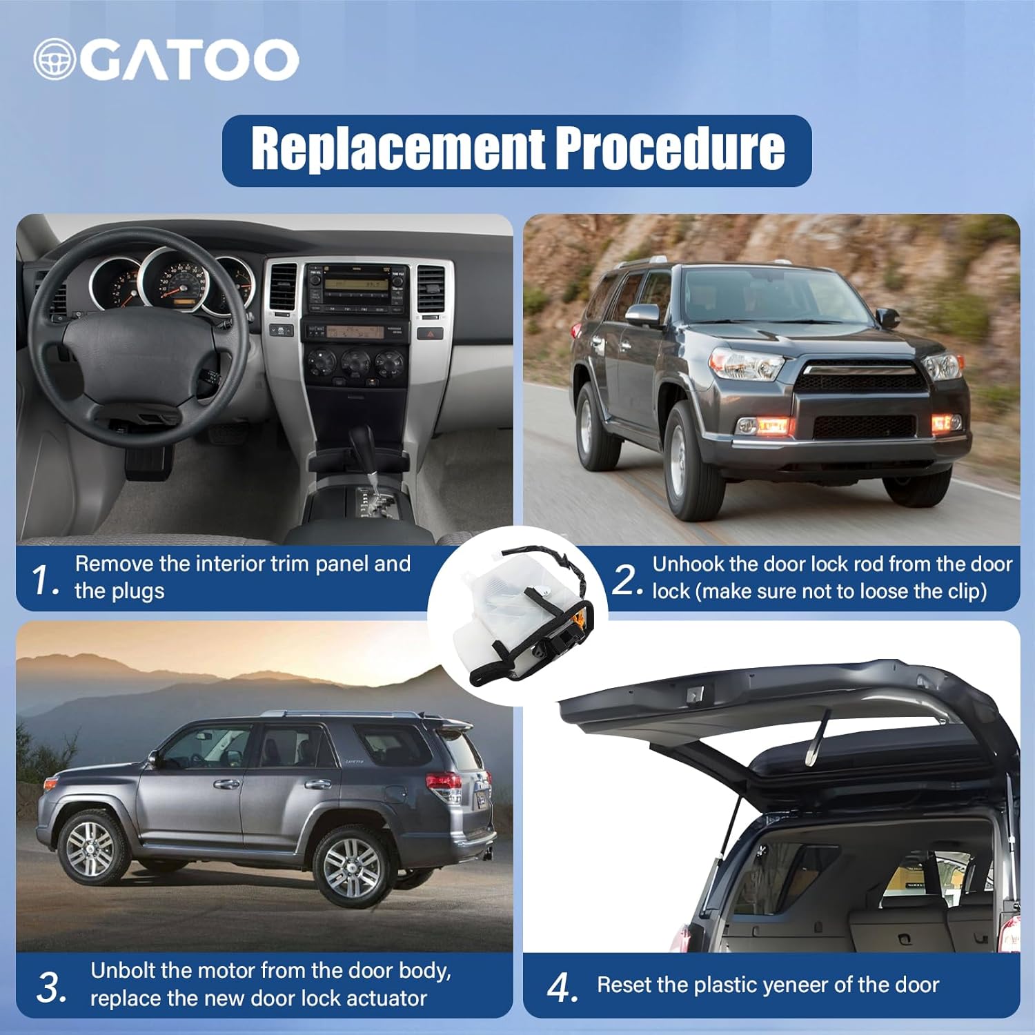 Trunk Latch Tailgate Lock Rear Gate Hatch Fit for 4.0L 4.7L Toyota 4Runner 2003 2004 2005 2006 2007 2008 2009 Liftgate Door Actuator Back Assembly Motor, Replace# 69110-35060 69110-35062 69110-35090