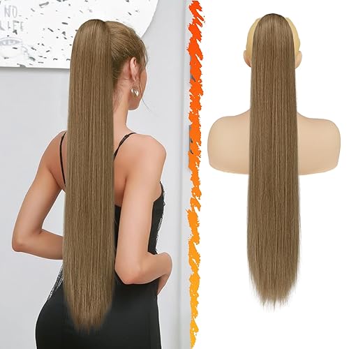 Miniatura 24 de BARSDAR Extensión de Cola de Caballo Corta y Recta - Extensiones de Cabello de Cola de Caballo Negra con Cordón de 16 Pulgadas para Mujeres