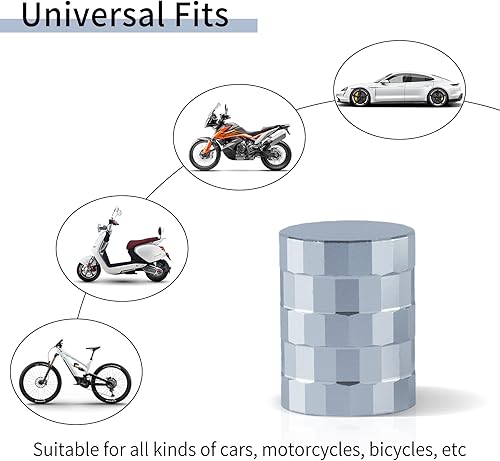 Miniatura 5 de GaRhomxy Tapones de vástago de válvula de neumático de automóvil, paquete de 4 tapas de válvula de neumático de metal para hombres y mujeres,