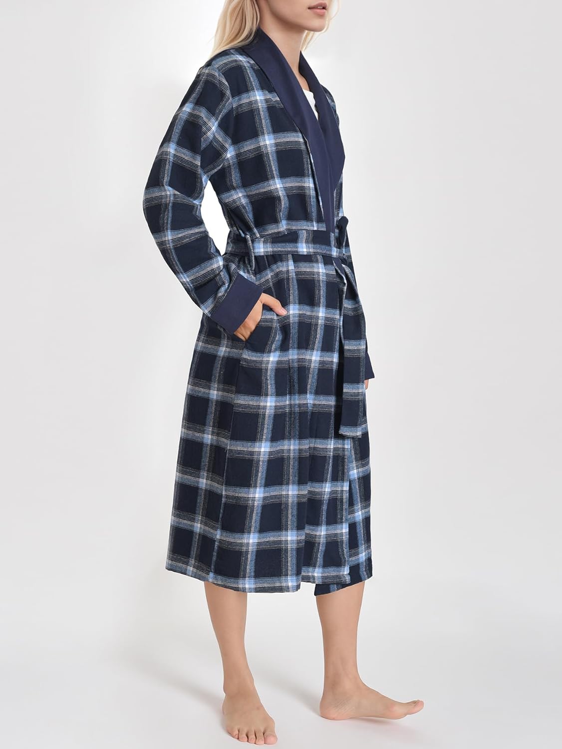 Latuza Women's Plaid Flannel Robe Knee Length Bathrobe - Image 2