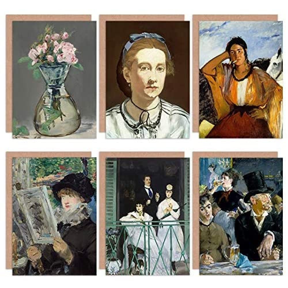 Artery8 - Greeting Cards - Edouard Manet Cafe Balcony Art - Pack of 6