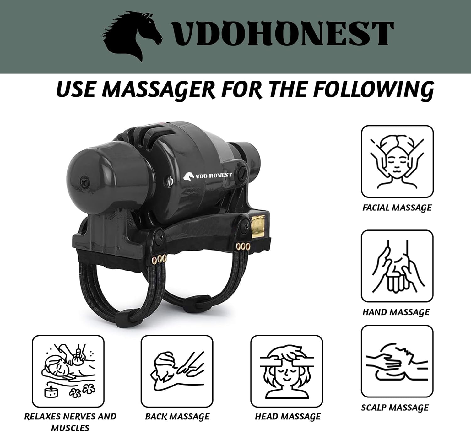 Powerful Double Speed Floating Action for Full Body Massager Corded Electric Powered, Barber Massager Black - Image 7