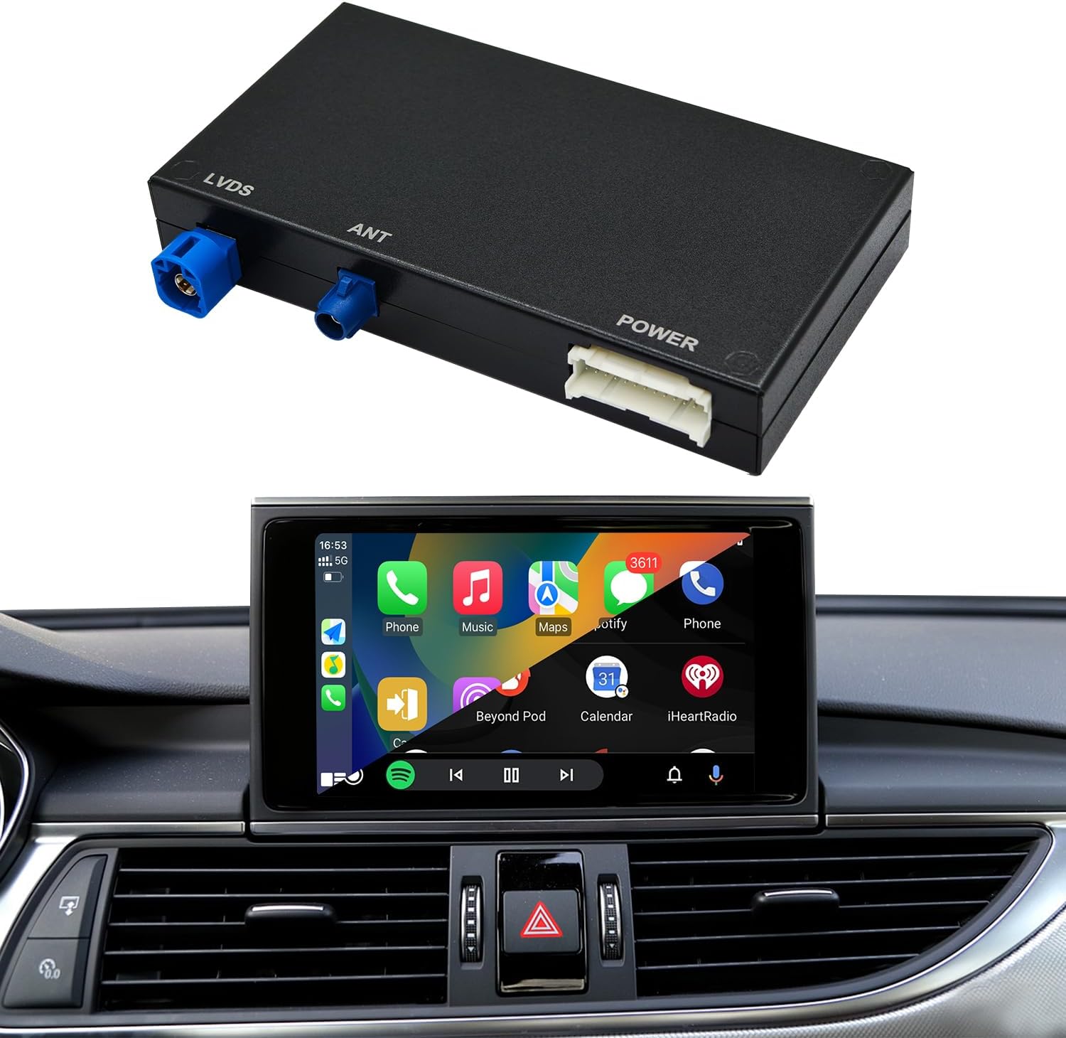 Wireless CarPlay/Android Auto Retrofit Kit Decoder Module Compatible with Audi A3/S3/A4/ A5/Q2L/Q5L/Q7 2014-2018 with MIB System, Carplay Receiver Box Support OEM Controls, MirrorLink, Reverse Camera