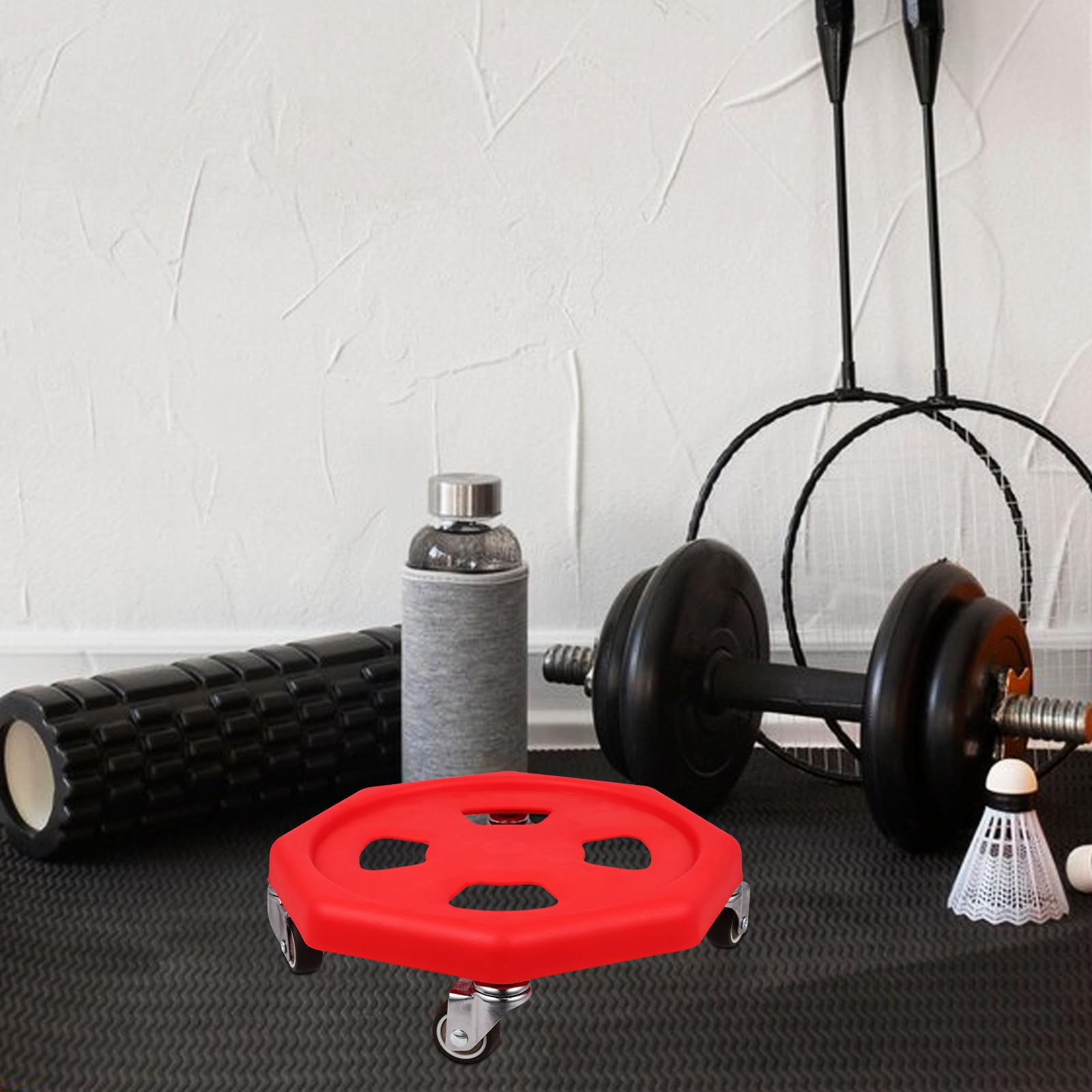 Healifty Disco para Entrenamiento, Placa Deslizante de Fitness, Disco de Entrenamiento Abdominal, PP, Rojo, Portátil, con Almohadilla para Rodilla y Cojín, para Ejercicio en Casa