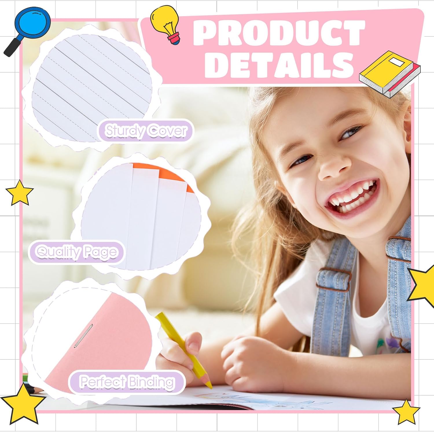Henoyso 12 Pcs Primary Composition Notebook K-2 Primary Journal, Notebook for Kids Supplies, Bulk Blank Writing Book for Kid to Write Draw Journal 60 Page (9.8″ X 7.5″,Soft Color)