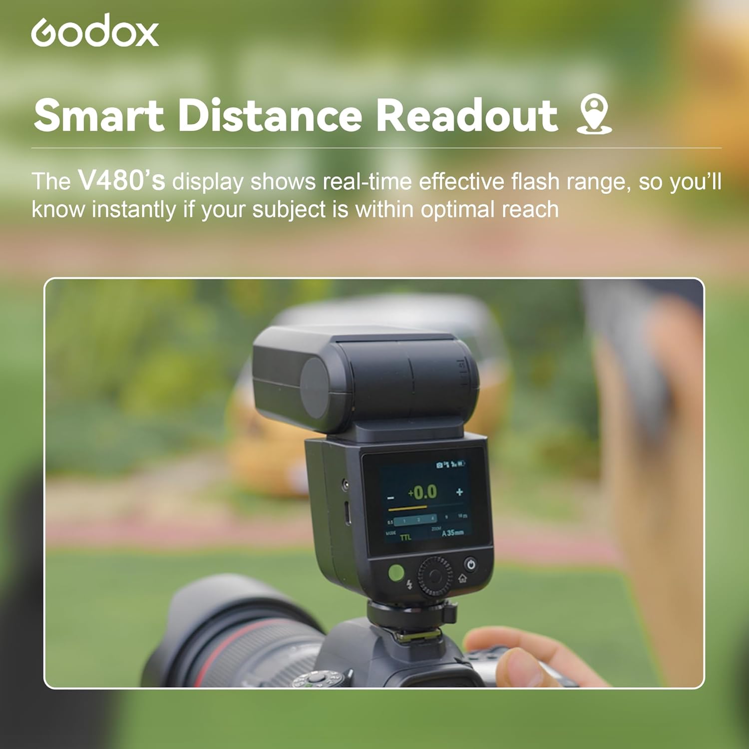 Godox V480 TTL Touchscreen Camera Flash Speedlite, 2.4G Wireless 1/8000s HSS, 650 Full Power Flashes, 1.7s Recycle Time, 10 Levels LED Light,Rechargable Li-ion Battery (V480 O)