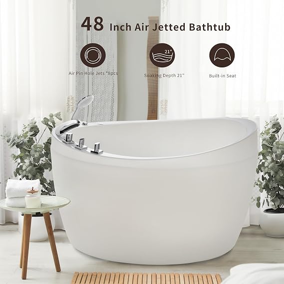 Empava Air Jetted Japanese Soaking Tub ,48 Freestanding Tub