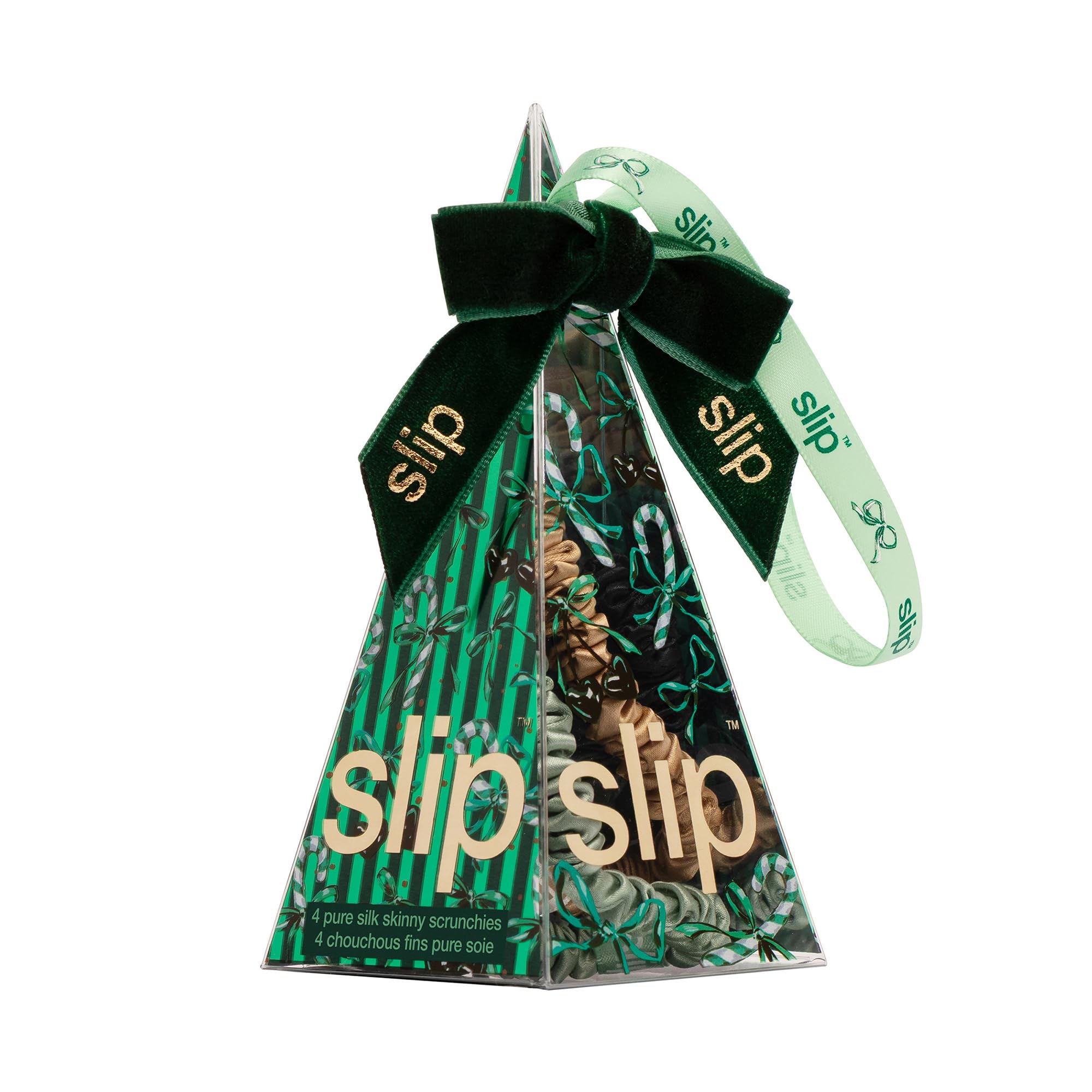 SLIP Skinny Silk Scrunchies, 100% Mulberry Silk, Set of 4