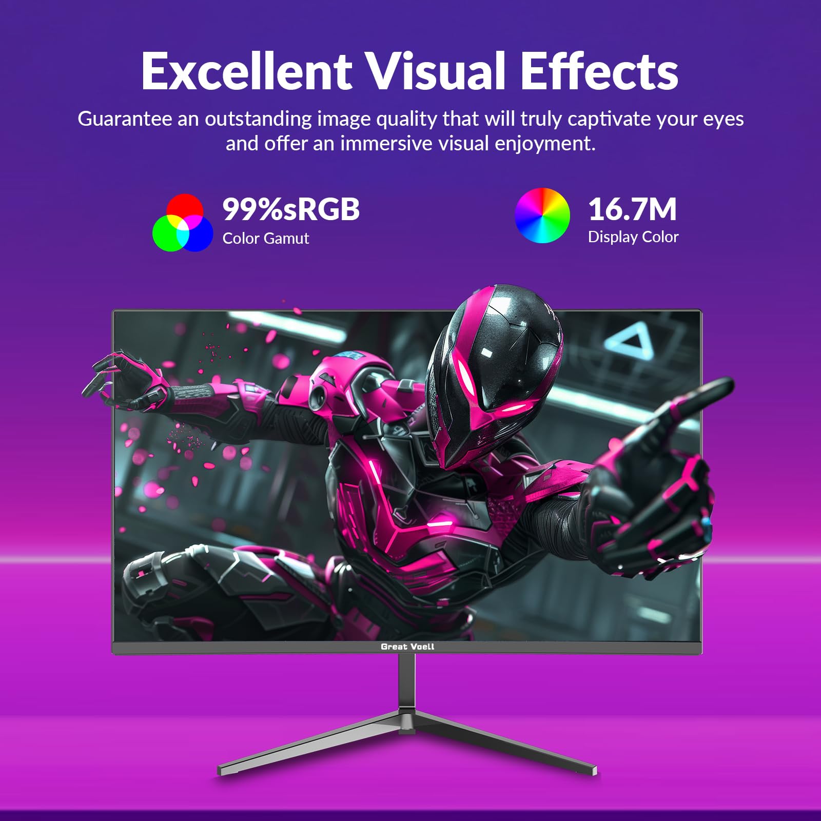 Great voell 24 pollici gaming Kurve monitor 1080P, 100HZ, Anti-Blue Light Eye Protection, compatibile VESA-75 * 75mm, inclinabile, con FreeSync, supporto HDR, HDMI, 16:9