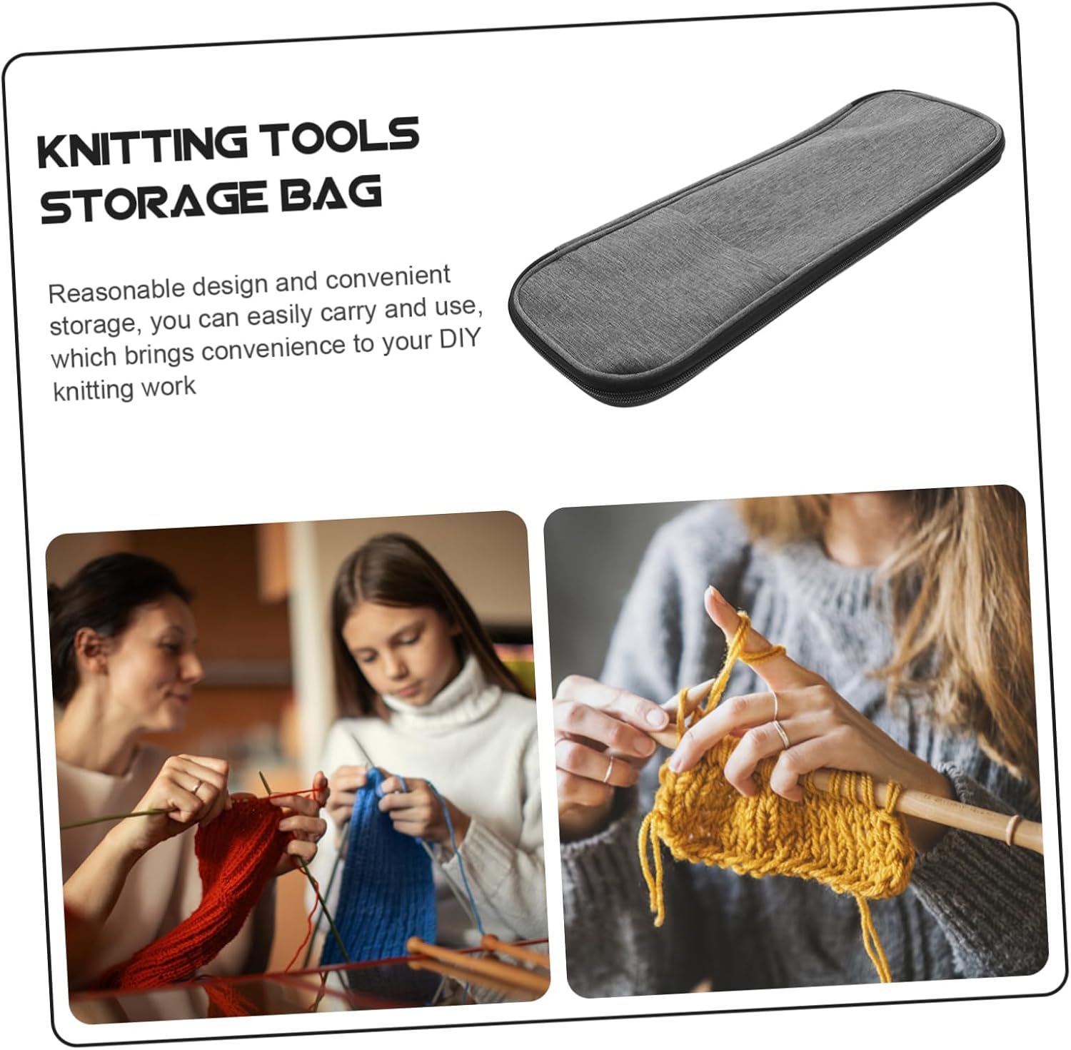 Veemoon Portable Crochet Hook Organizer Bag Sewing Needles Storage Tote Handheld Craft Bag for Knitting Accessories