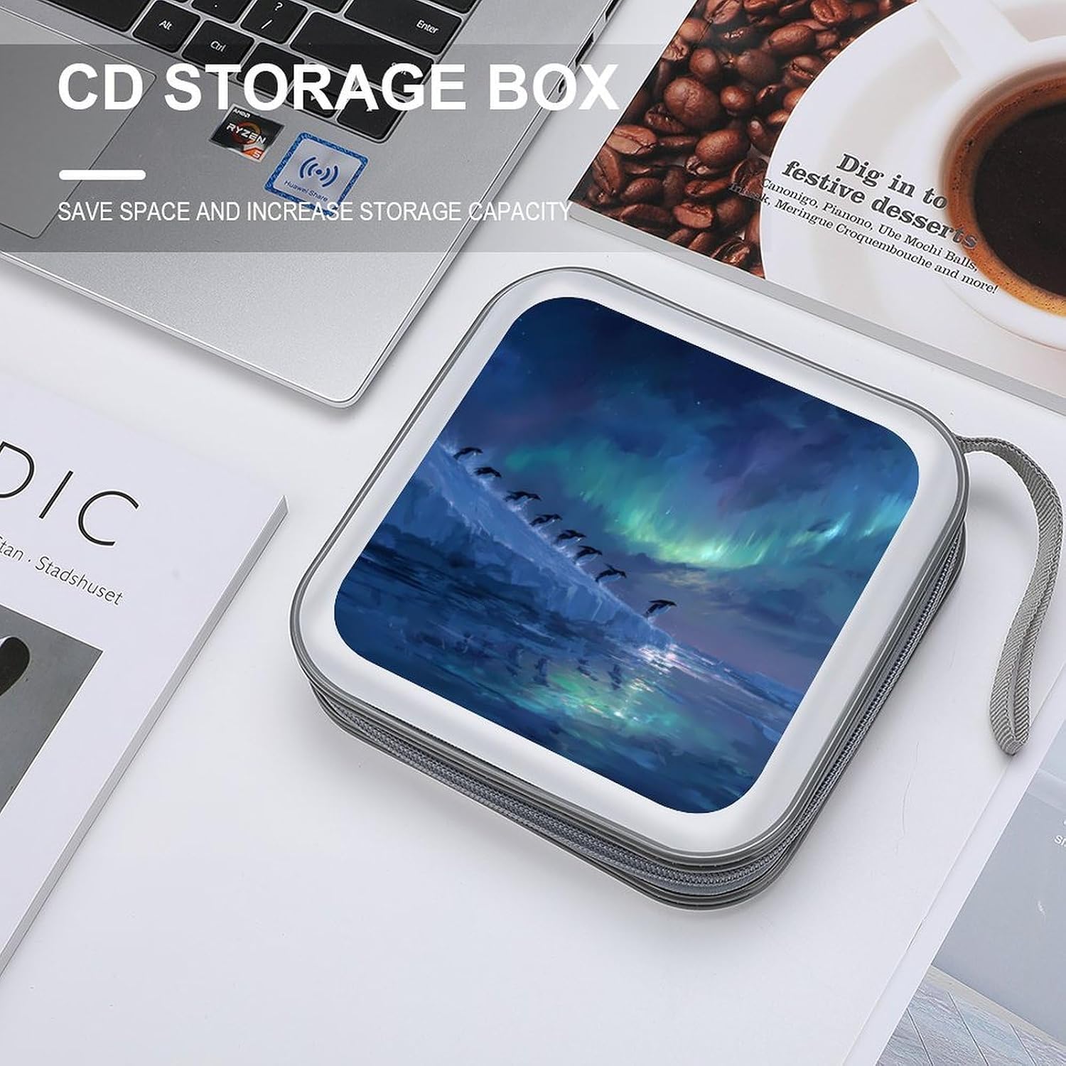Cute Penguins Aurora CD Case 40 Capacity DVD Holders Wallet for Home Travel