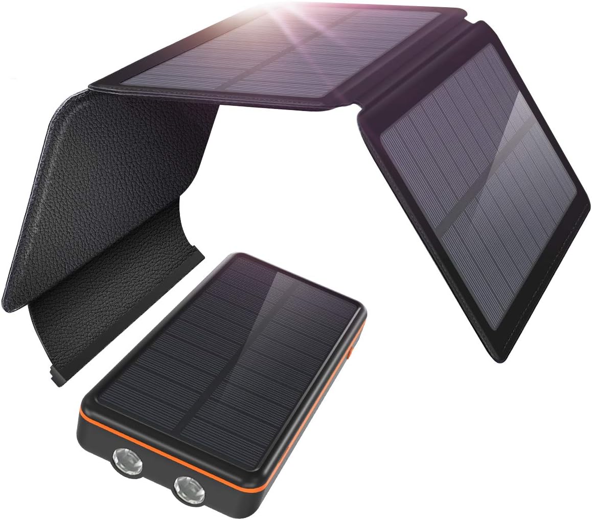 TKKOK Solar Charger, 26800mAh Fast Charging PD 18W Power Bank of Portable Solar Panel, Water-Resistant Solar Baterry with LED Flashlight : Cell Phones & Accessories