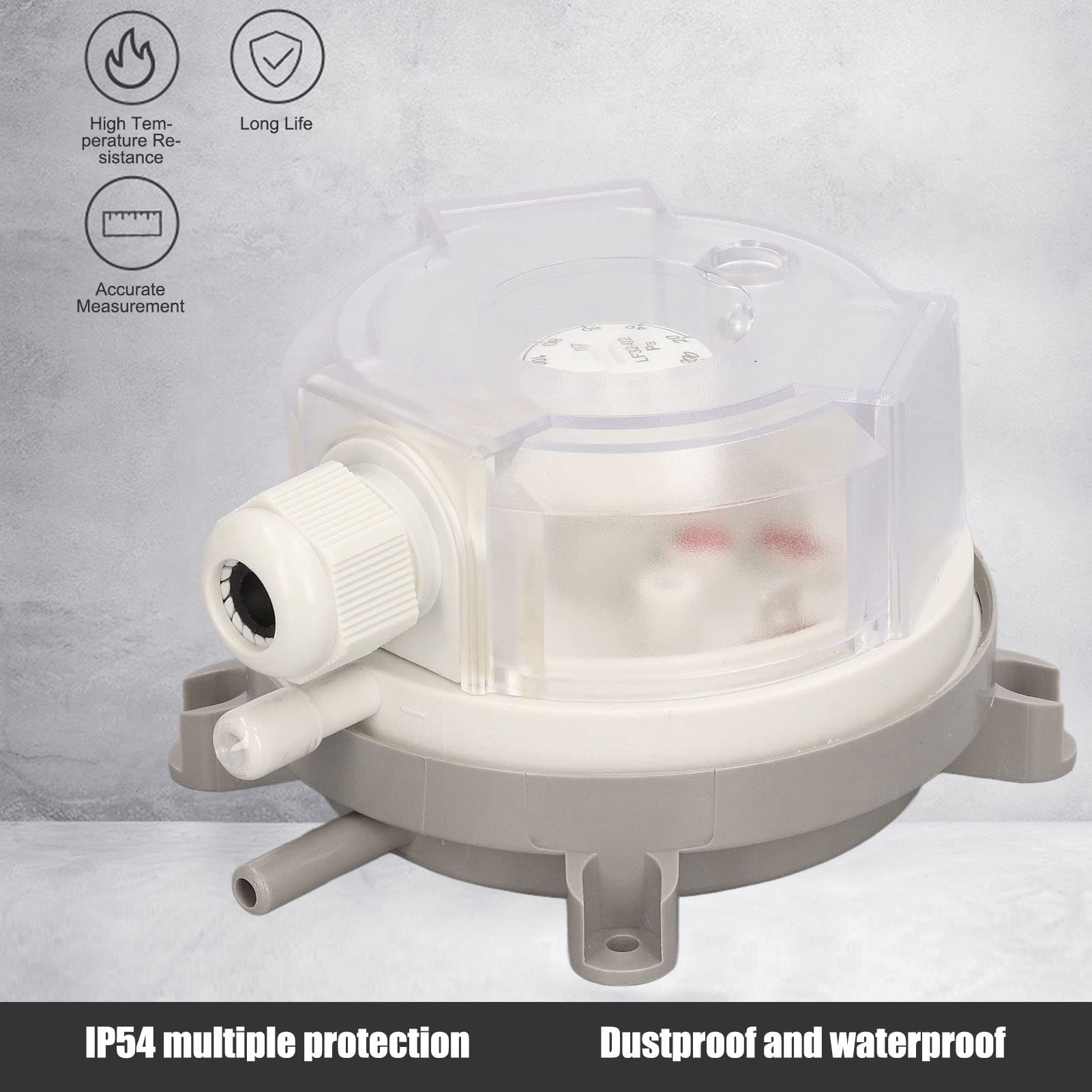 DEWIN Pressostato Ventilazione Riscaldamento,Pressostato Differenziale SPDT Meccanico con Strumenti di Montaggio LF32‑02 20‑200pa