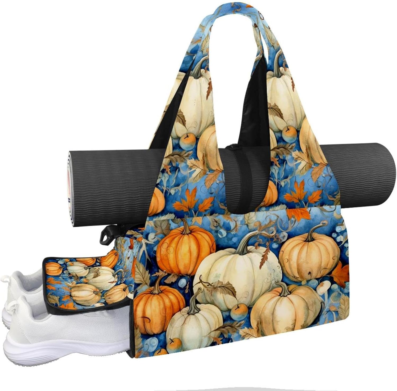 Gym Bag for Women, Vintage Sunflower Yoga Mat Bag with Shoe Compartment, Sport Yoga Gym Bag with Yoga Strap, Carryall Yoga Tote Bag