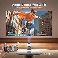 Vista 5 de Mini proyector con WiFi6 y Bluetooth bidireccional 5.4, 4K Smart 1080P portátil proyector de películas al aire libre con Android 13 y aplicaciones