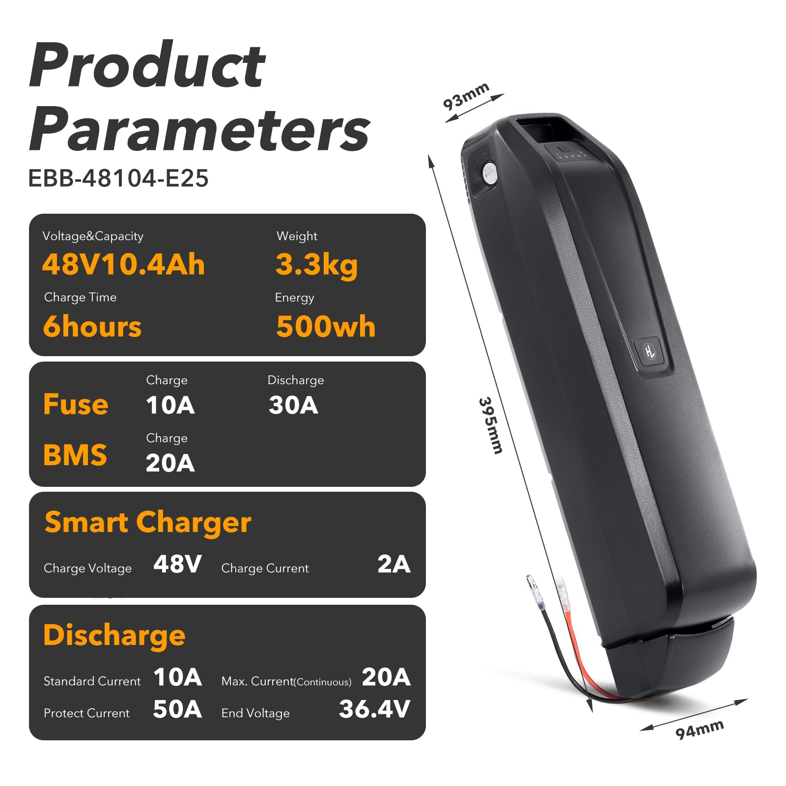 Amazon.com: YS YOSE POWER 48V 10.4Ah Electric Bike Battery