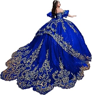 Lace Appliques Quinceanera Dresses with Bow Ruffled Ball Gown with Tiered Train Puffy Sweet 16 XV Dresses YU003 - Buy now