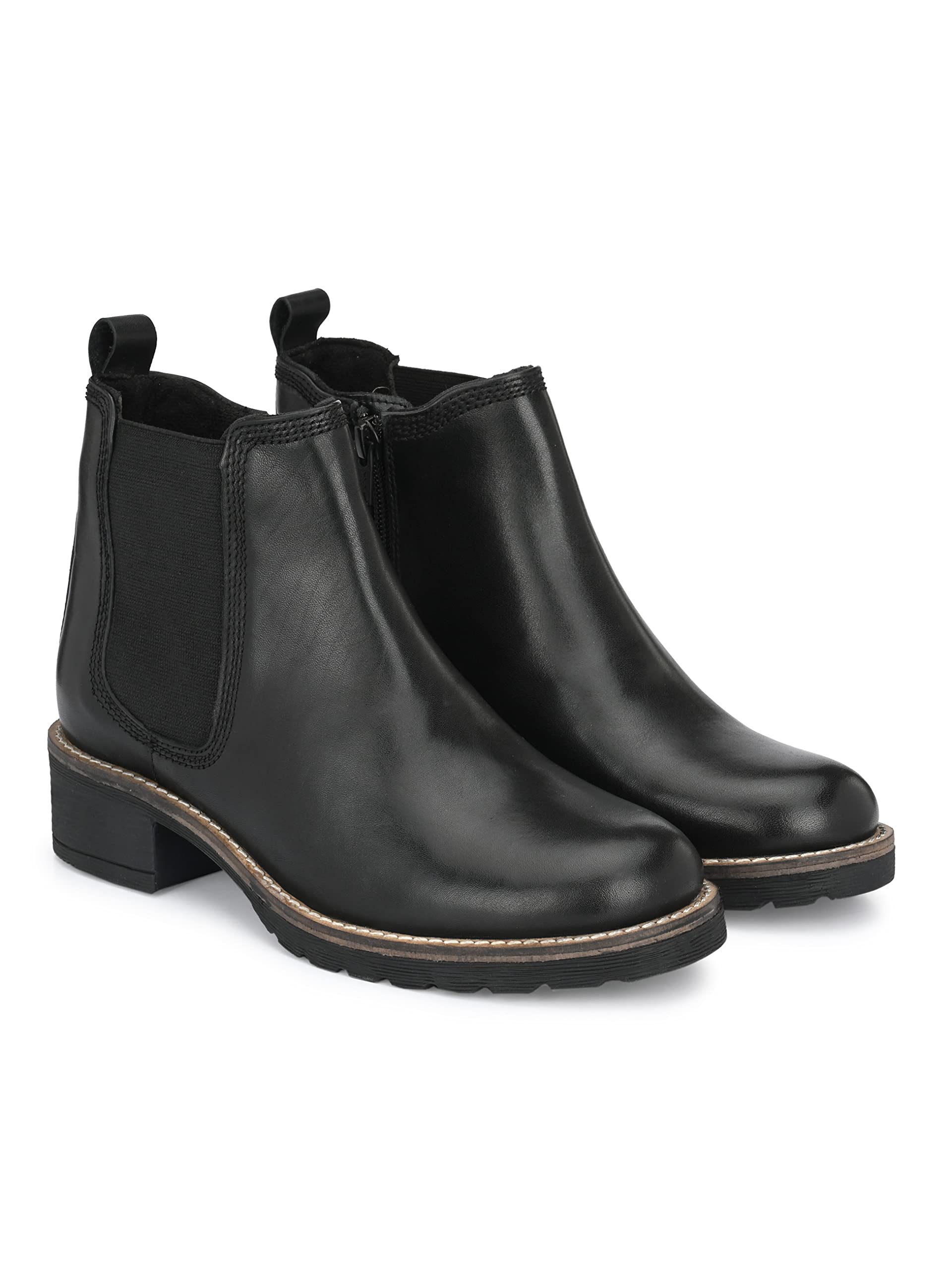 Delize Black Women Leather Ankle Chelsea Boots (B09PQQ15X2) Amazon Price History, Amazon Price Tracker