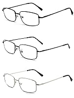 Vista 9 de Gafas de lectura rectangulares extra anchas de metal para hombres y mujeres