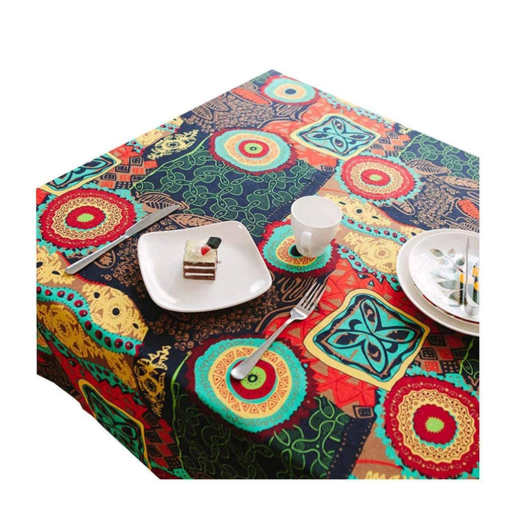 Nappe vintage rétro en coton lin méditerranéen, textile de table de qualité supérieure