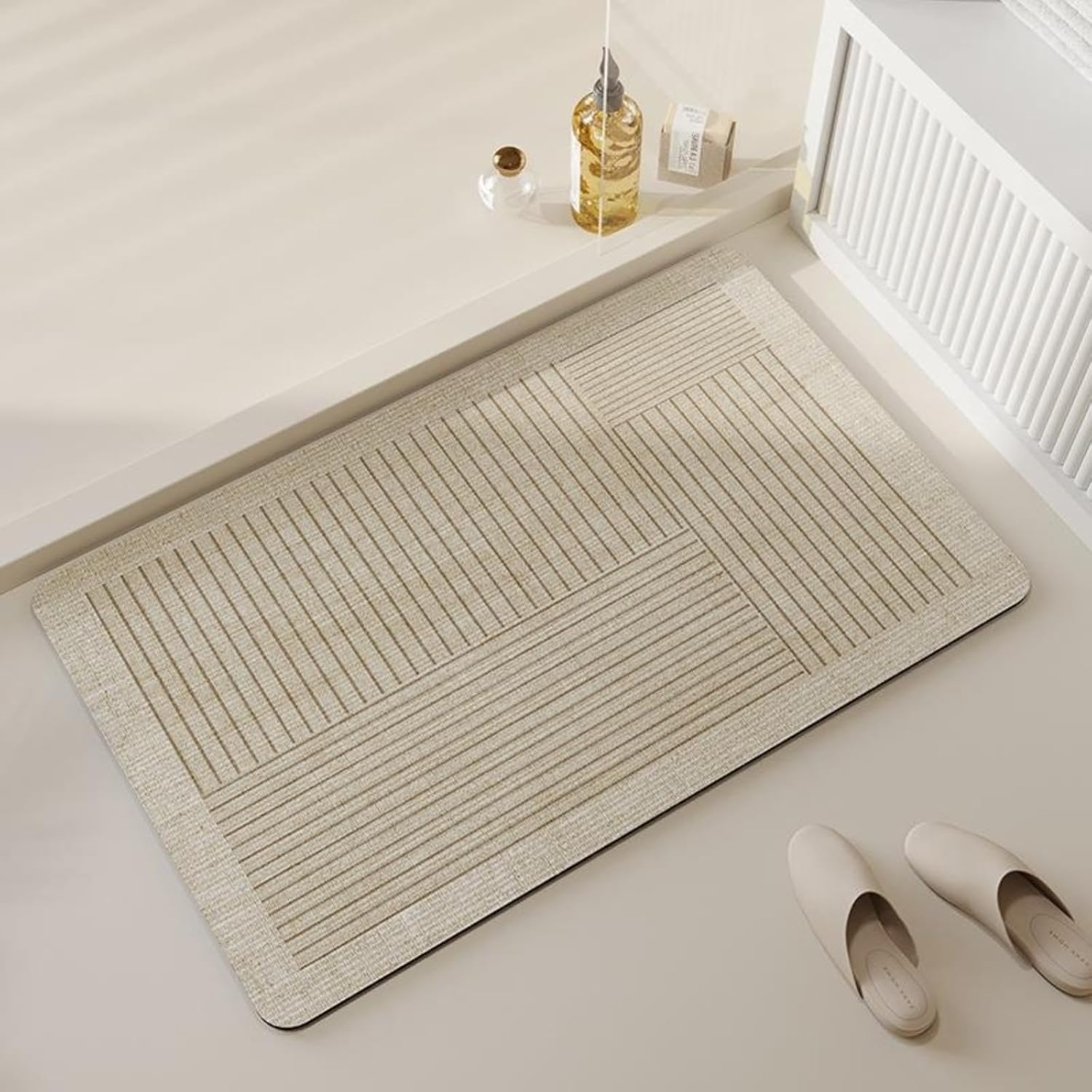 Bath Mat Diatomaceous Earth Shower Mat Non-Slip Super Absorbent Diatomite Stone Mats for Bathroom Floor Quick-Drying Easy to Clean