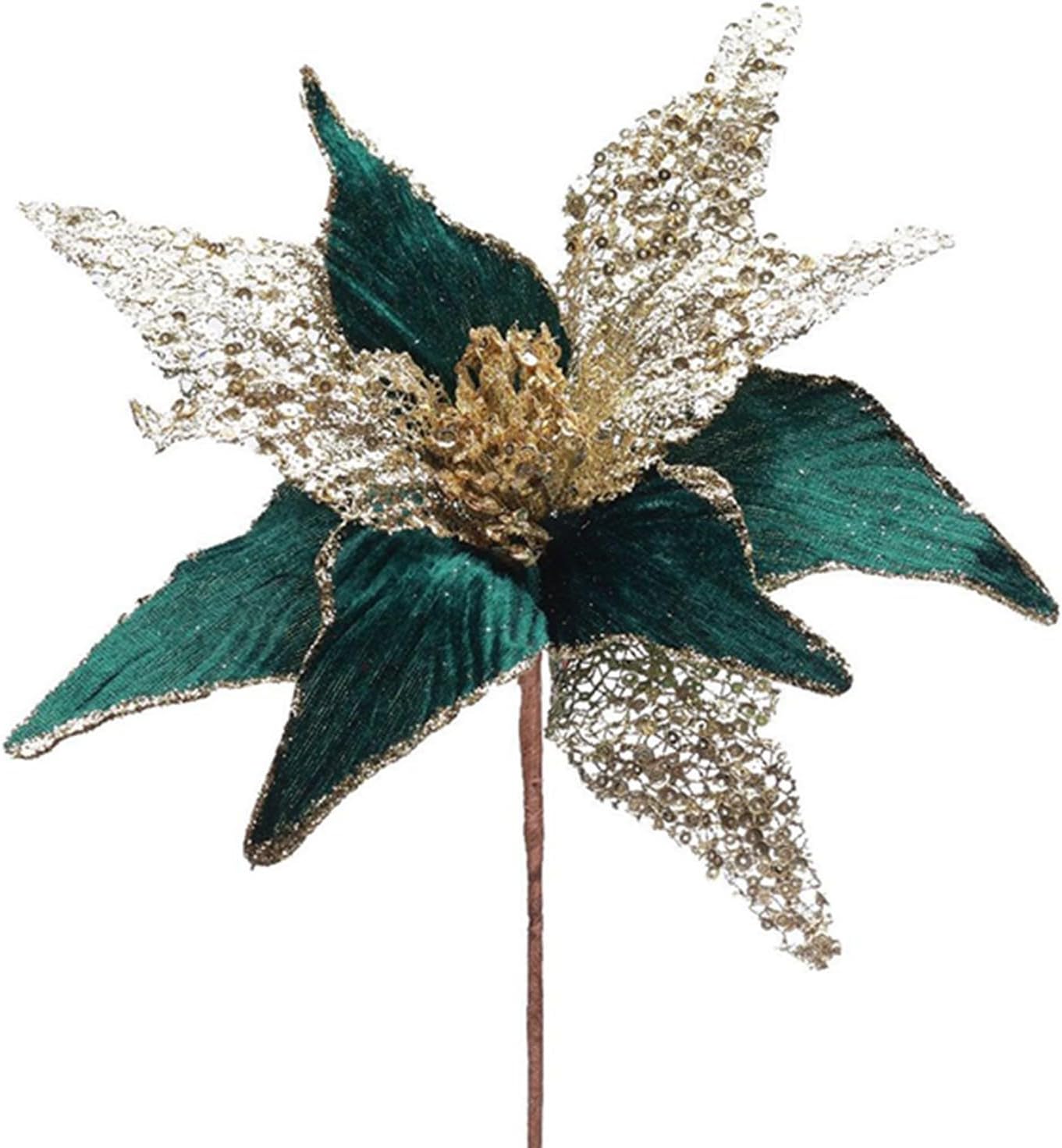 Christmas Velvet Flower, Green Christmas Poinsettia Flower