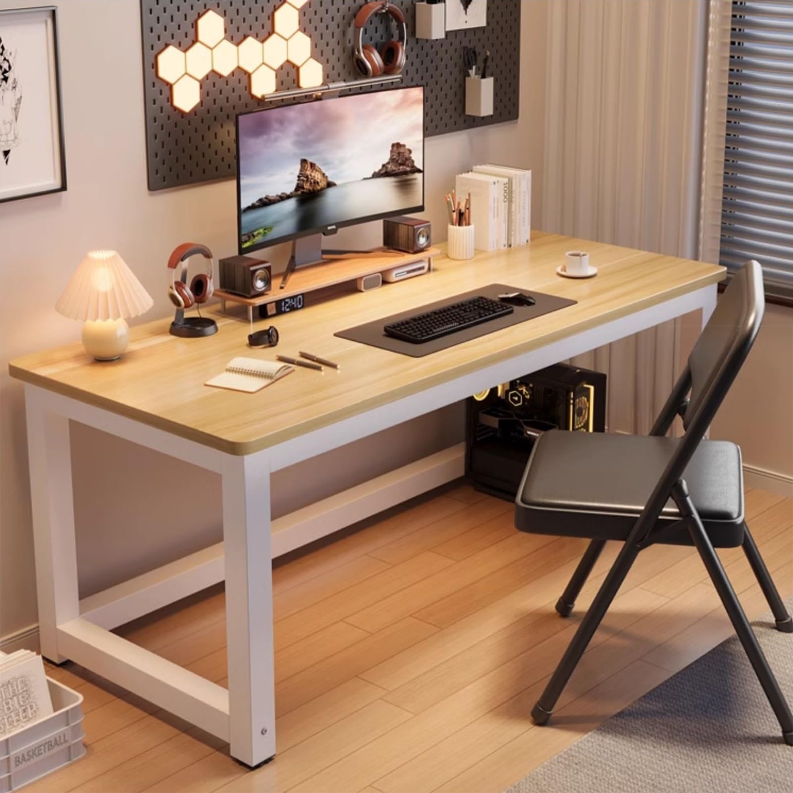 Bureau exécutif industriel en métal et bois, design moderne maison