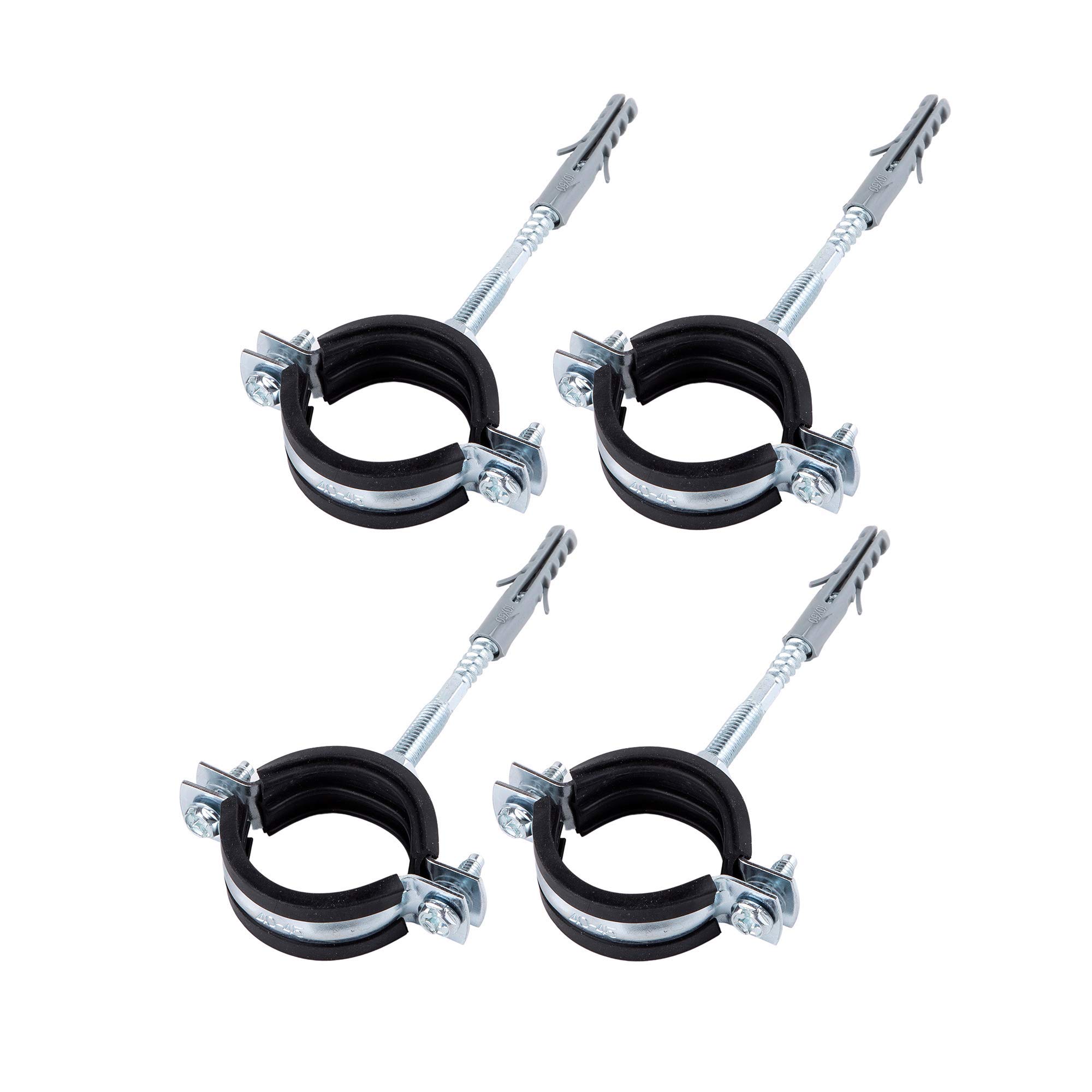 4er Set Rohrhalterungen Aus Metall Mit Gummi – Für Rohre Ø 75-80 Mm – Inklusive Schrauben & Dübel, Vibrationsdämmend