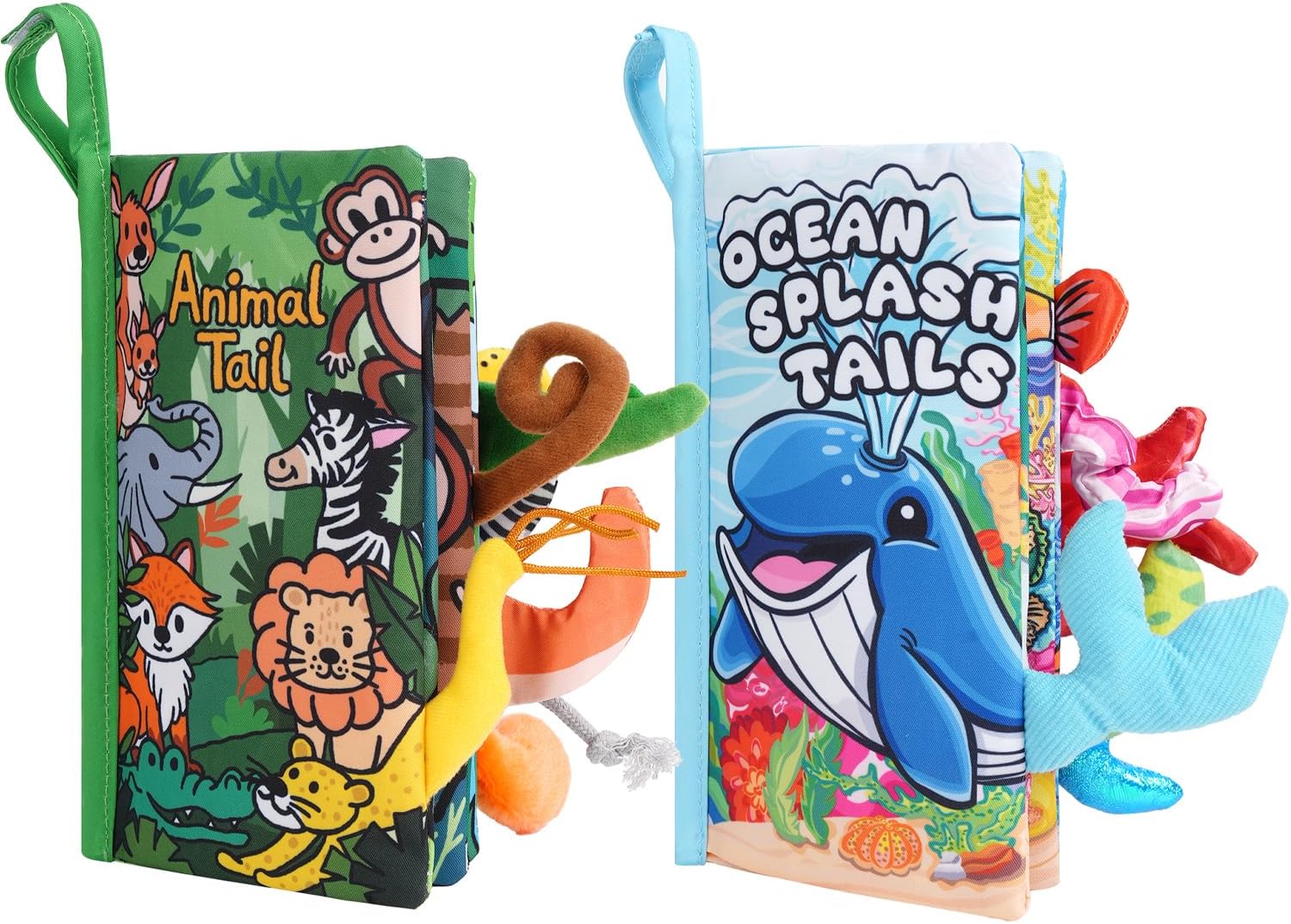 HECCEI Baby Books Toys Crinkle Books for Babies - 2-Pack Soft Cloth Baby Book 0-6 Months Baby Shower Newborn Gifts for Boys Girls 6-12 Months, Infant Car Seat Toys Tummy Time Sensory Book