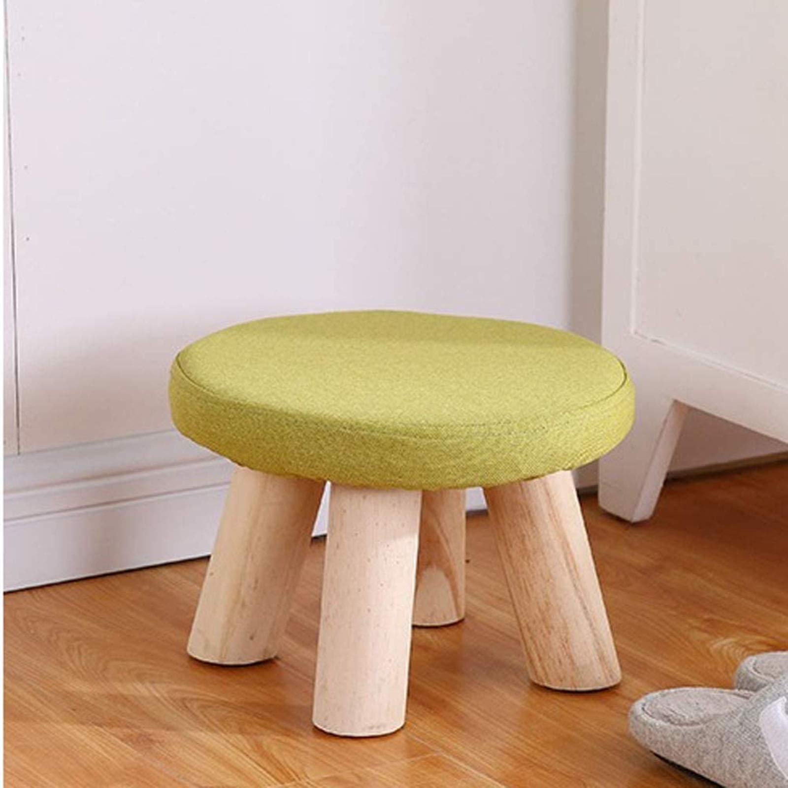 Poggiapiedi contenitore rotondo pouf poggiapiedi, Pouf rotondo imbottito con gambe multicolore(Green)