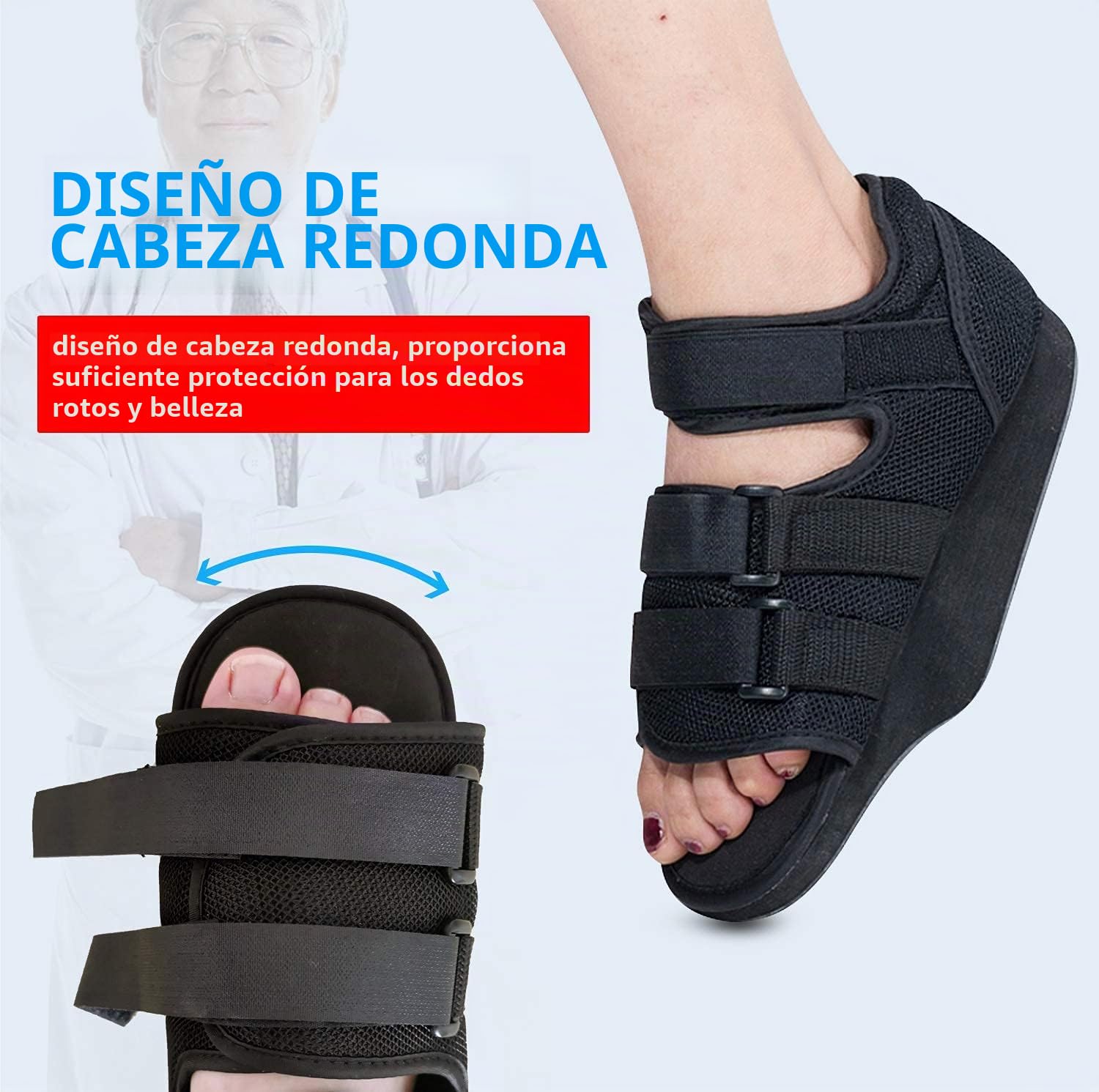 Zapatos postoperatorios para dedo del pie roto Orthowedge Ortopédico médico Pie Brace Antepié Zapato de descarga para cirugía (XL)