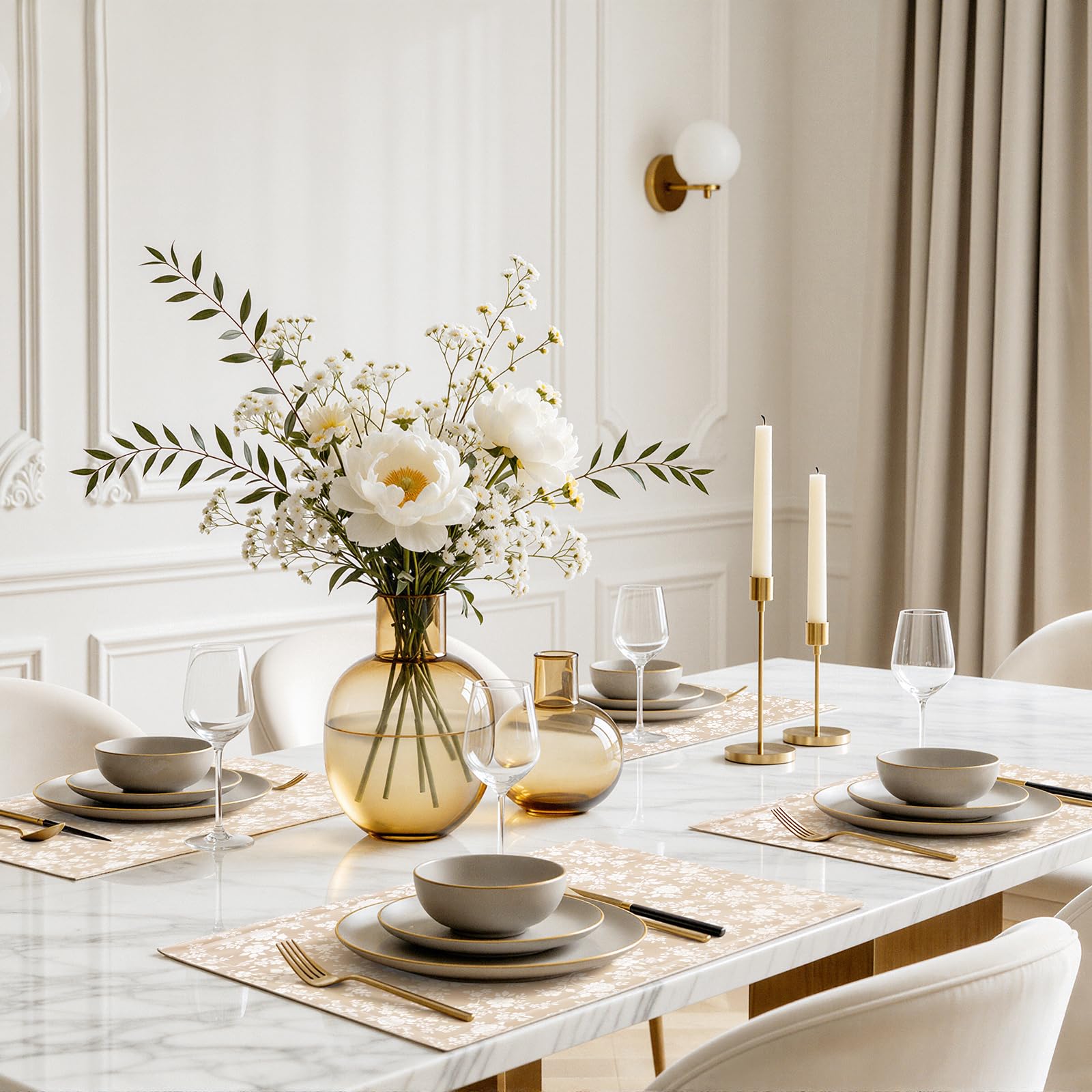 homing Lot de 4 sets de table en vinyle imperméable et facile à nettoyer | Sets de table résistants aux déversements, résistants à la chaleur, lavables pour salle à manger, cuisine, fête