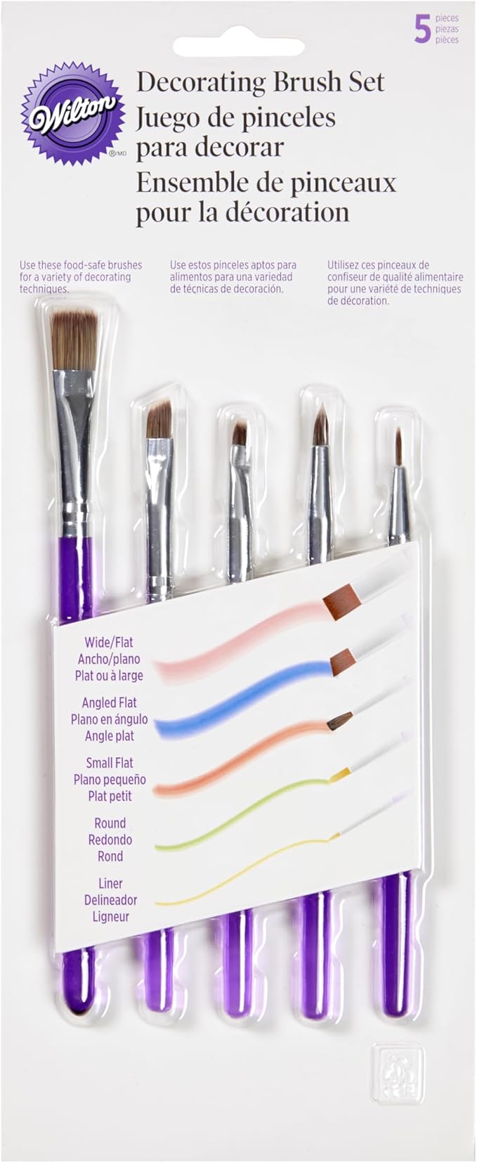Wilton 5-Piece Decorating Brush Set - Food Safe Decorating Brushes