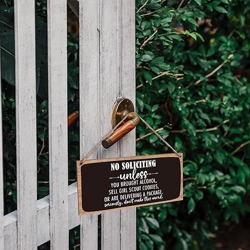 Miniatura 3 de Letrero decorativo colgante de madera, No Soliciting, Don't Make It Weird, placa de madera rústica para puerta delantera, decoración de pared, 10 x