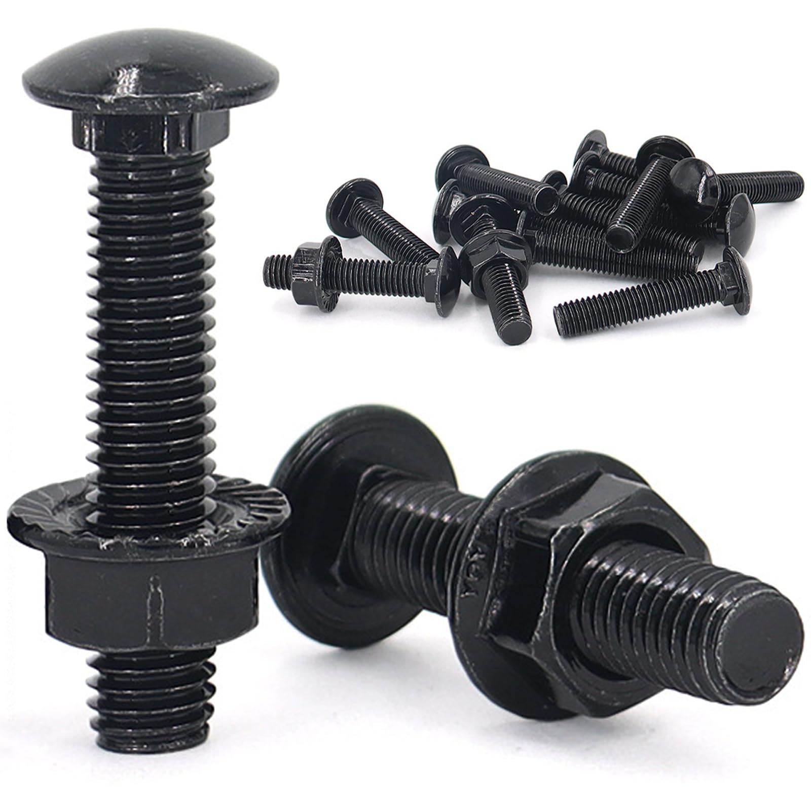 25 Pezzi M6 x 40 mm Bulloni Testa Tonda, in acciaio inox 304, con dado a flangia esagonale nero, viti a testa tonda M6 Nero
