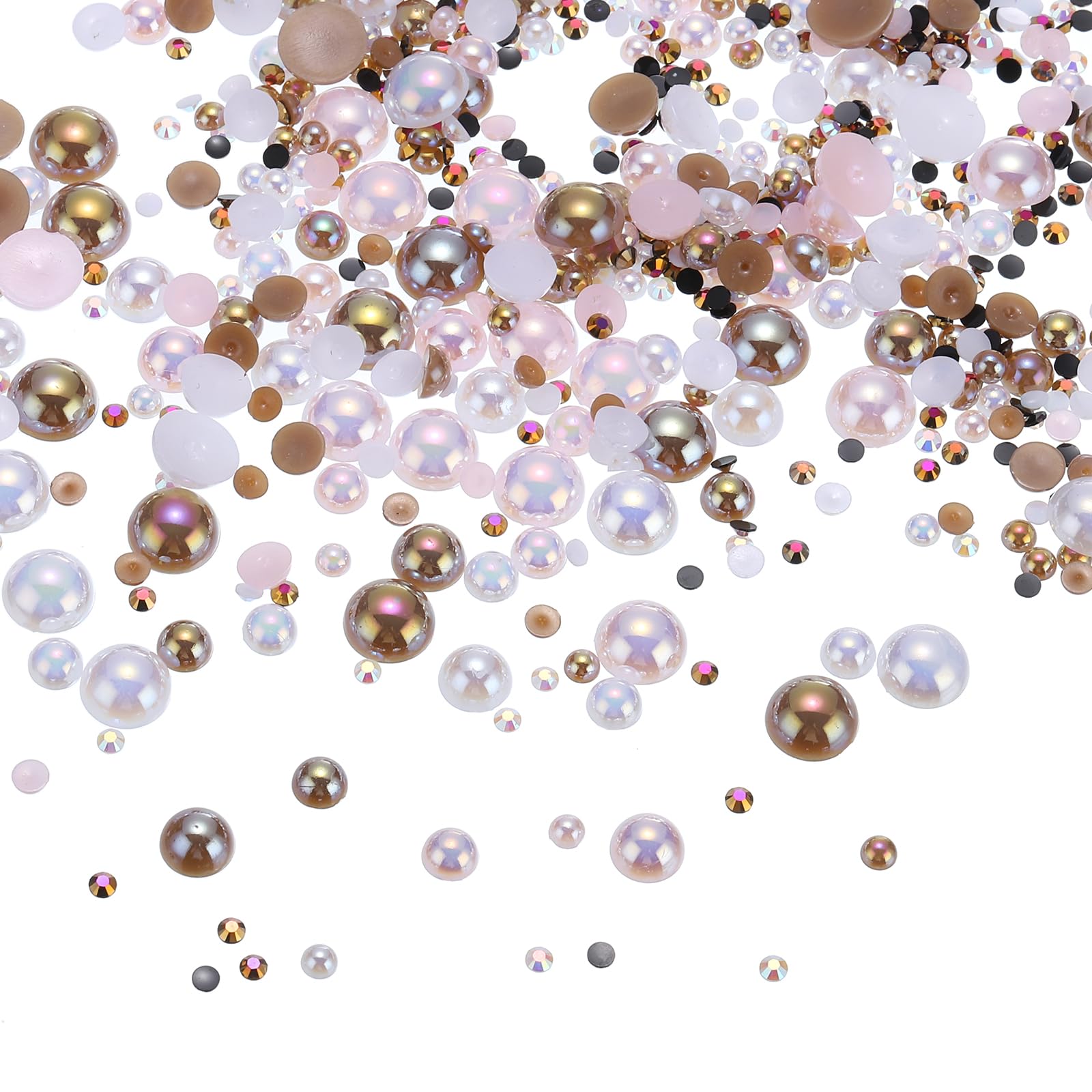 PATIKIL 30g Pearls and Rhinestones, 3-10mm Mix Flatback Rhinestones and Half Pearls Resin Rhinestone for Shoe…