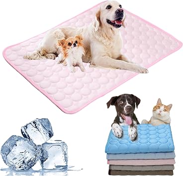 Washable Cooling Mat for Dogs, Ice Silk Cooling Dog Bed, Summer Pet Cooling Mat for Indoor & Outdoor, Durable Sofa Cooling Pad Blanket for Small Medium Large Dogs/Cats Pink, XXL/59 * 39 in