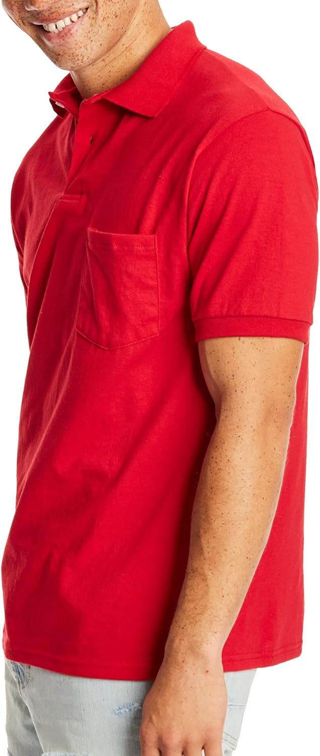 Hanes Men's Short Sleeve Jersey Pocket Polo (Pack of 2) - Image 4
