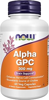 NOW Supplements, Alpha GPC 300 mg with Bioavailable Source of Choline, 60 Veg Capsules