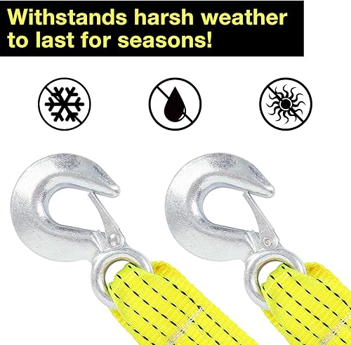 Miniatura 5 de Correa de remolque ATV con ganchos de 20 pies, correas de remolque de 15,000 libras resistentes con gancho de 2 pulgadas x 20 pies para camiones,