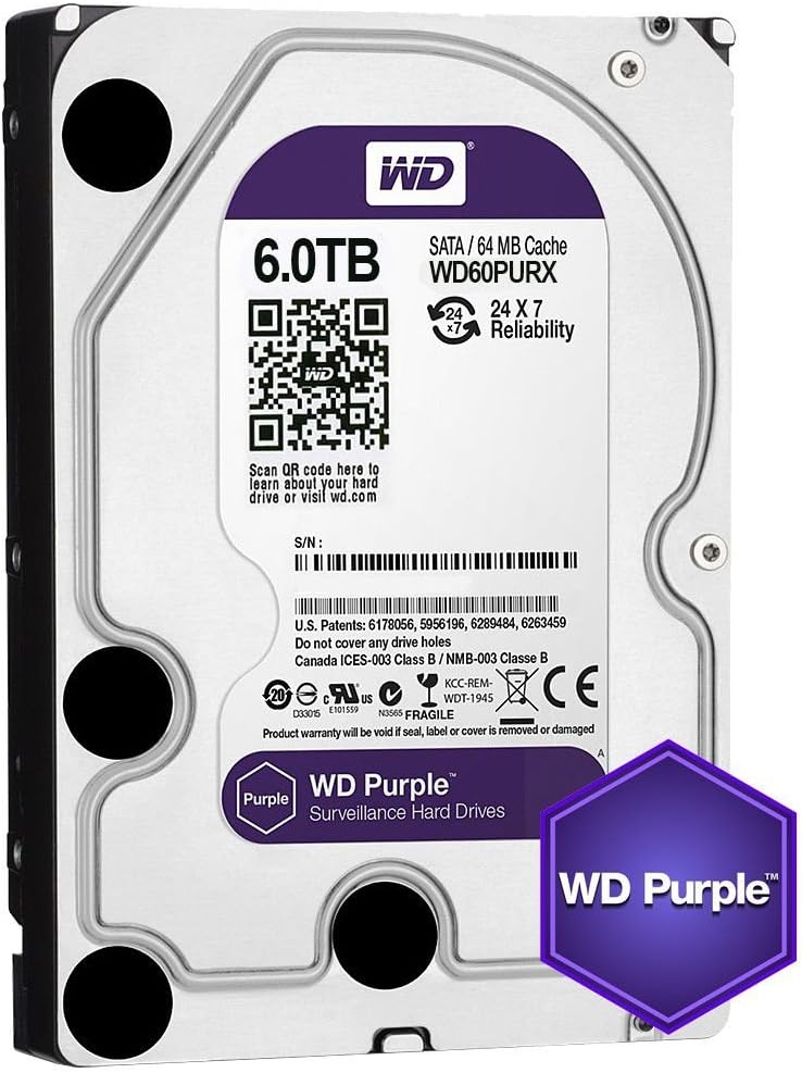 WD 6TB HDD Purple Surveillance OEM Internal Hard Drive WD60PURX