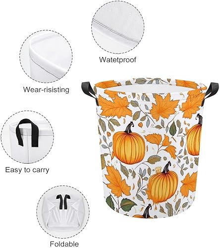 Miniatura 4 de Autumn Pumpkin Storage Basket Fall Maple Leaves Waterproof Coating Organizer Bin Laundry Hamper for Clothes,Toys,Bedroom,Bathroom