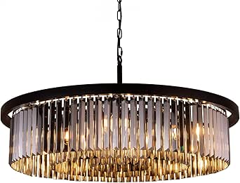 Wellmet Modern Black Crystal Chandelier with Adjustable Height