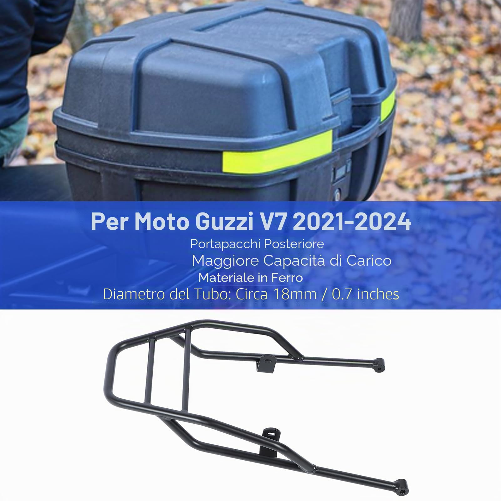 Portapacchi Posteriore Motorcylce per V7 Stone Special Custom 2021-2024, Portapacchi Posteriore, Portapacchi Cargo Enduro per V7