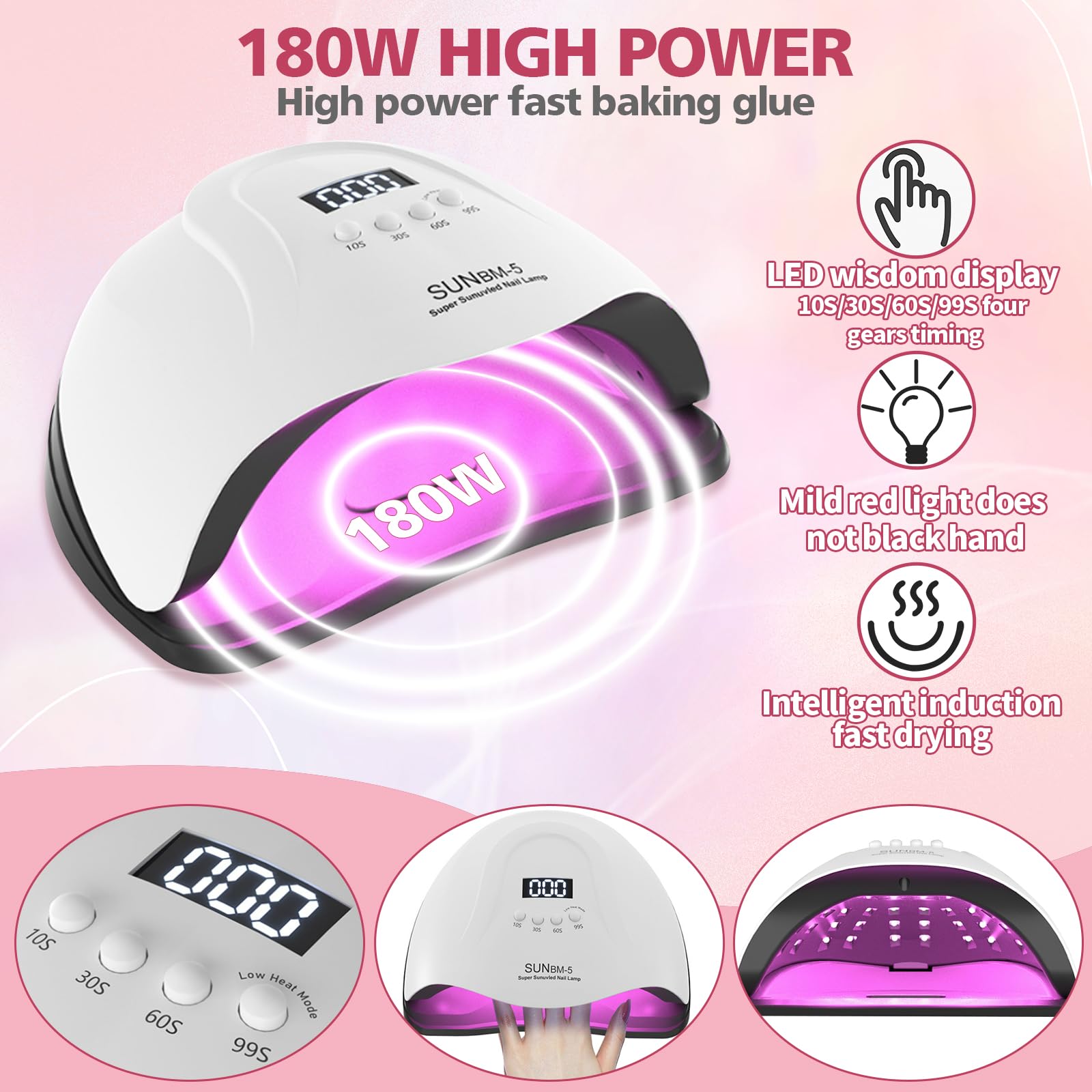 Milai Acryl Nagelset,Acrylic Nail Set mit 180W UV Nail Lamp&Nagelfräser,60ML Flüssigkeit,Acryl Pulver Nails Set-12 Colours powder,Nagelbürsten Nageldesign Nail Art für DIY Nail Art Dekoration